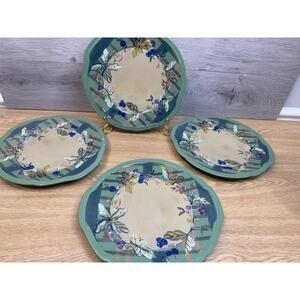 Tracy Porter Beloved Country Collection 11” Dinner Plate Hand Painted ~4 Pc Set